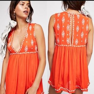 Free People Embroidered Sleeveless Tank